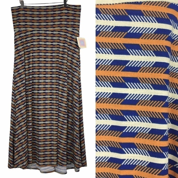 LULAROE Maxi Skirt Long Arrows Herringbone Southwestern Modest Boho Plus Size 2X - Picture 1 of 12